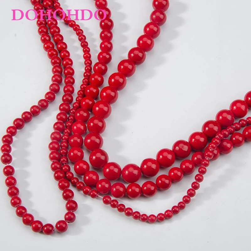 High Quality 4/6/8/10/12/14mm Natural Stone Round Bright Red Coral Beads Loose Beads For DIY Bracelet Necklace Jewelry Making