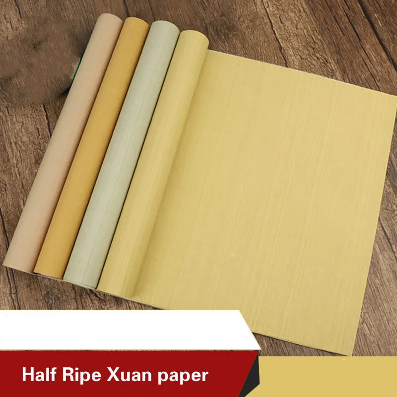 15 Sheets Imitation Linen Pattern Xuan Paper Batik Antique Four & Six Feet Rice Paper Seal Script Brush Calligraphy Paper