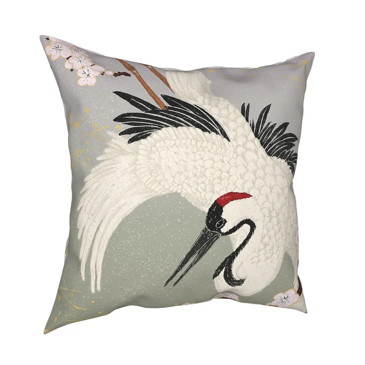 Japanese Crane Pillowcase Decoration Japan Floral Cushions Throw Pillow for Sofa Polyester Double-sided Printing Gift Idea