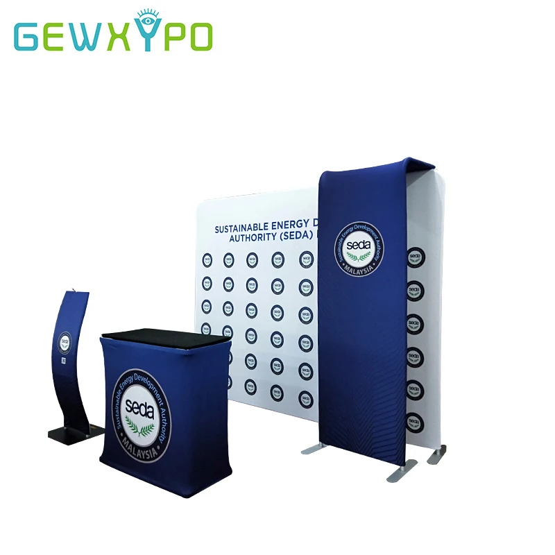 10’ Trade Show Booth Portable High Stretch Fabric Advertising Banner Display Wall With Your Own Graphics Printing(Include All)