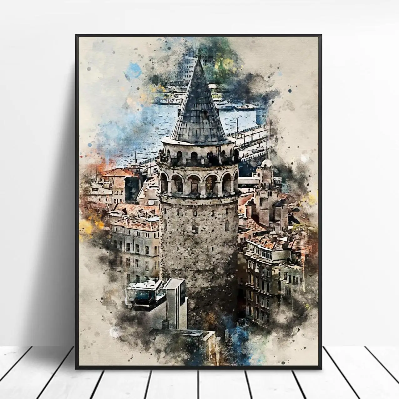 

Istanbul in Watercolor Art Canvas Poster Home Decor Painting No Frame