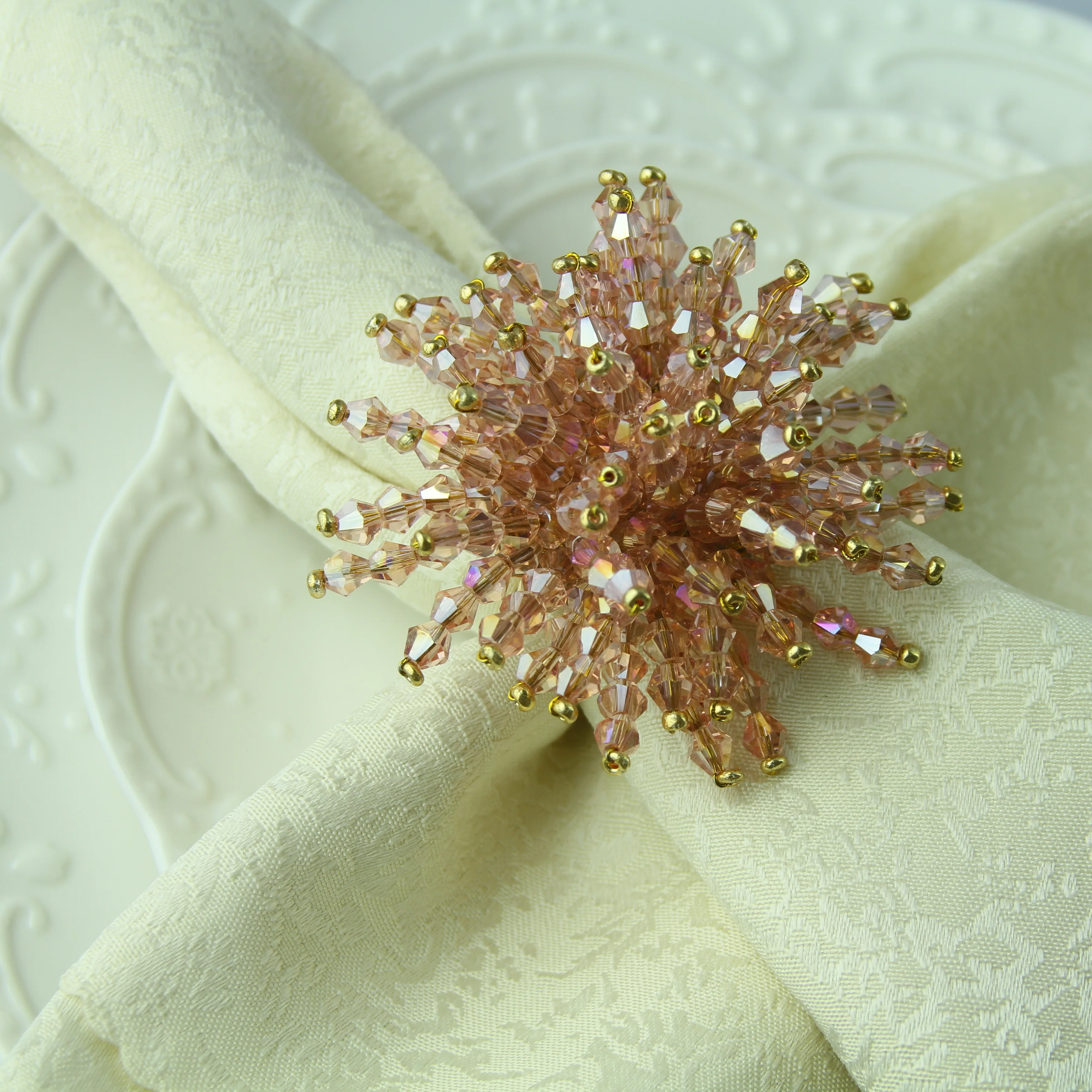 Free Shipping Crystal Flower Napkin Ring Wedding Wholesale 4 PCS Many Color