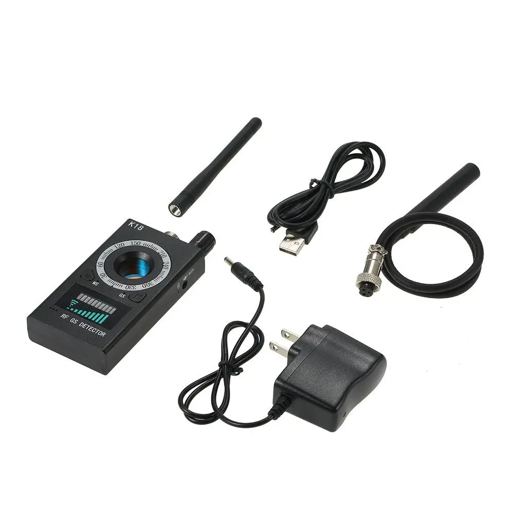 Multifunções Mini Audio Spy Camera Detector, GSM Finder, Lente de sinal GPS, RF Locator, Rastreador Detecção, Câmera sem fio, K18