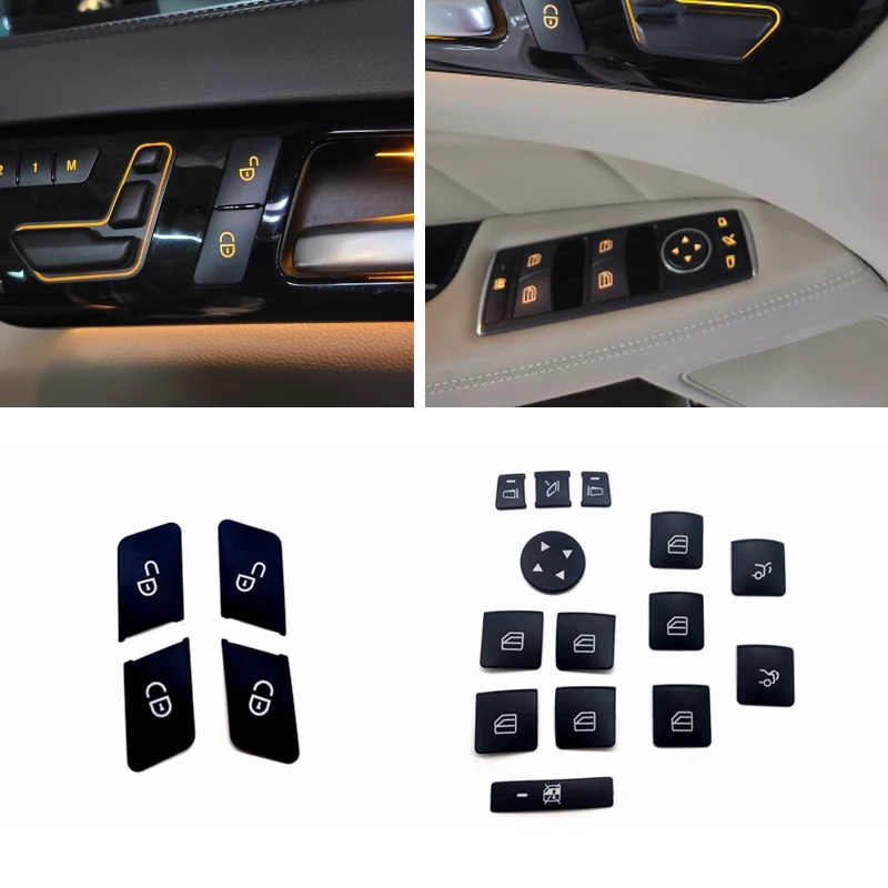 Car Window Glass Lift Button Sticker Door lock Unlock Button Cover Sticker For Mercedes Benz A B C E GLA CLA GLK GL ML GLE Class