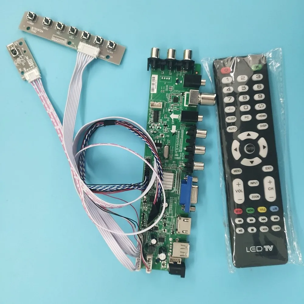 Kit For LTN116AT07-401 TV remote LVDS USB HDMI DVB-T DVB-T2 Signal controller board digital 1366X768 40pin VGA AV LED WLED 11.6