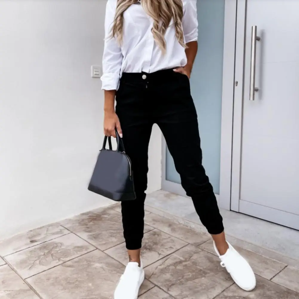 Women Bodycon Pants Cropped Pants Spring Autumn All Match Ankle Tied Pants Mom Ripped Jeans Stright Trousers Woman Career Pants