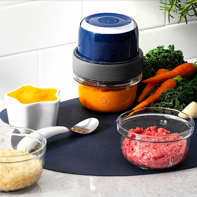 Rechargeable Baby Food Blender Mini Portable Wireless Meat Grinder Garlic Masher Cooking Machine Tool With 3 Bowls