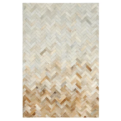 High-quality Nordic Patchwork Natural Cowhide Rug, Gradient White Beige Stitching Cow Fur Leather Carpet Living Room Rugs ,