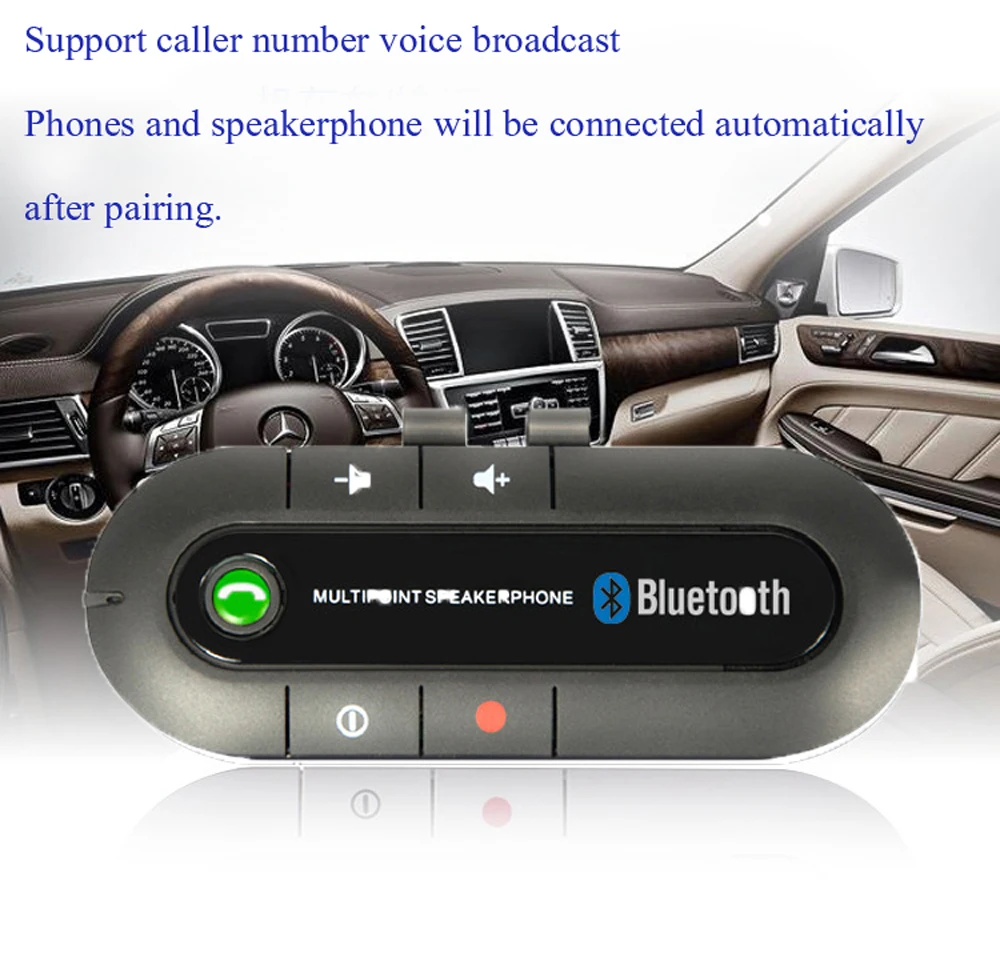 Gorąca sprzedaż Bezprzewodowy zestaw głośnomówiący samochodowy Bluetooth 4.1 Osłona przeciwsłoneczna Głośnik Bluetooth Zestaw głośnomówiący Odtwarzacz muzyczny MP3 Ładowarka samochodowa