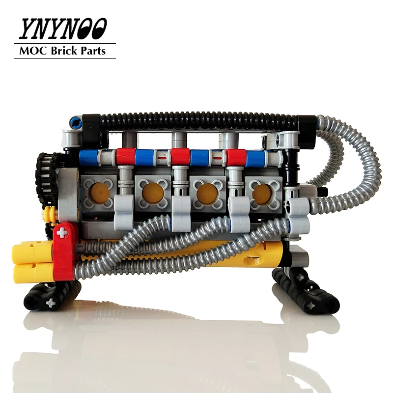 High-TEch Super Horizontally Opposed V-8 Cylinder Engine Electric Model Technology Machinery Assembled MOC Building Block Toys