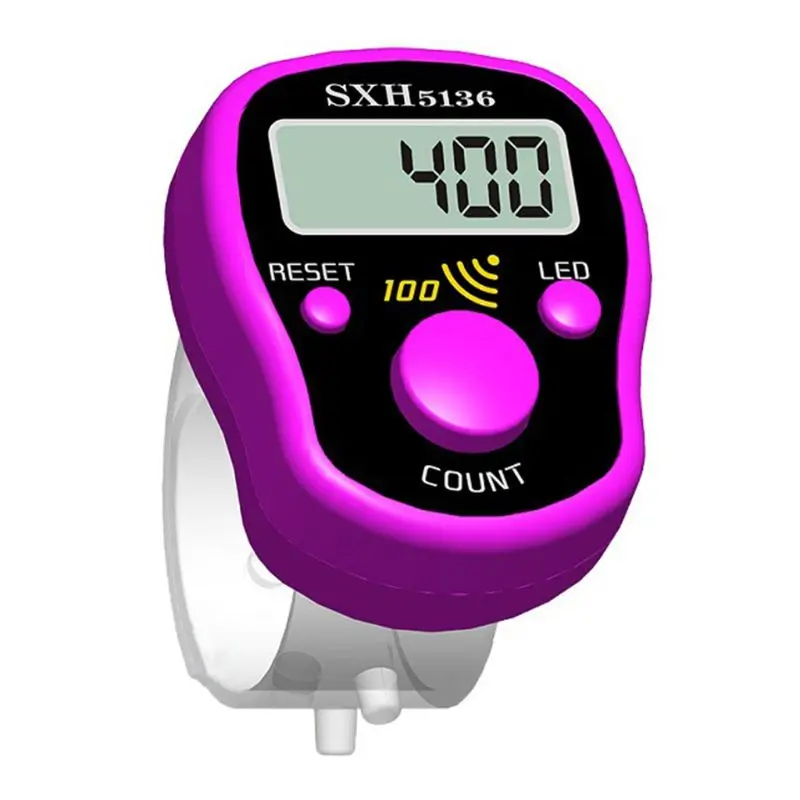 LED Finger Tally Counter Digital Electronic Tasbeeh Counter Lap Track Handheld Clicker for w/ Ring Resettable Digits Dis