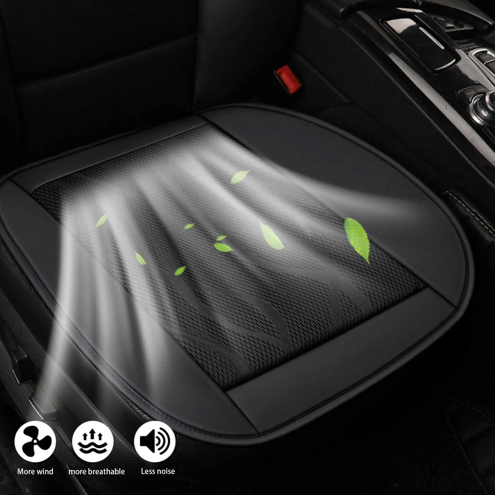 12V Cooling Car Seat Cushion w/4 Built-in Fan Comfortable USB-powered Seat Cushion Air Ventilated Fan Conditioned Cooler Pad