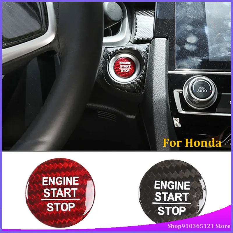 For Honda Models One-Key Start Patch Button Patch Cover Real Carbon Fiber Car Interior Modification Accessories