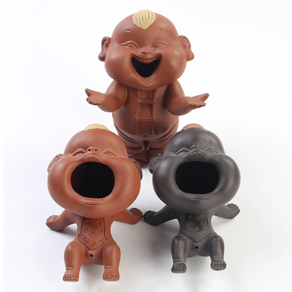 Ceramic Tea Pet Laughing Kid Pee Doll Purple Clay Tea Pet Tea Tray Decoration Tea Set Accessories