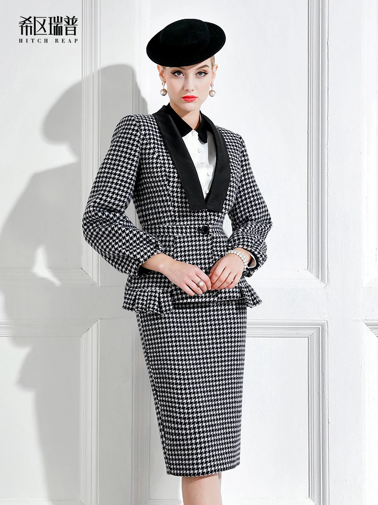 High End Design Sense Celebrity Double-Sided Wool Tweed Fashion Professional Suit Skirt Ol Temperament