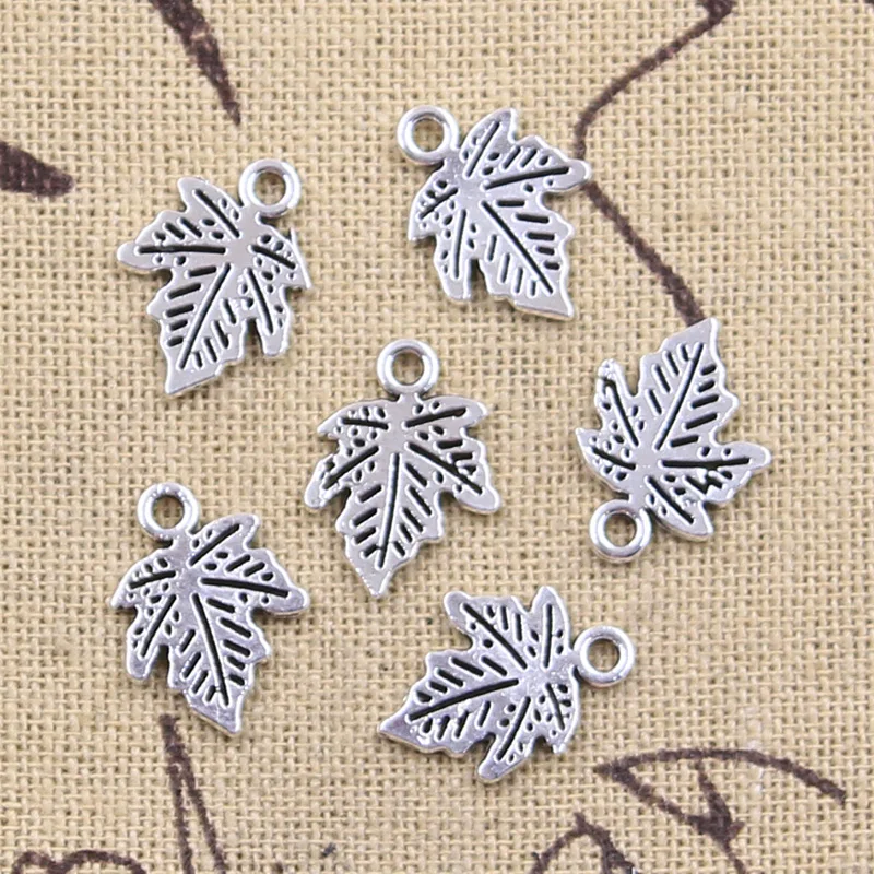 50 sztuk Charms liść klonu pozostawia 15x12mm antyczne srebro kolor zawieszki DIY rzemiosło dokonywanie ustalenia Handmade tybetański biżuteria