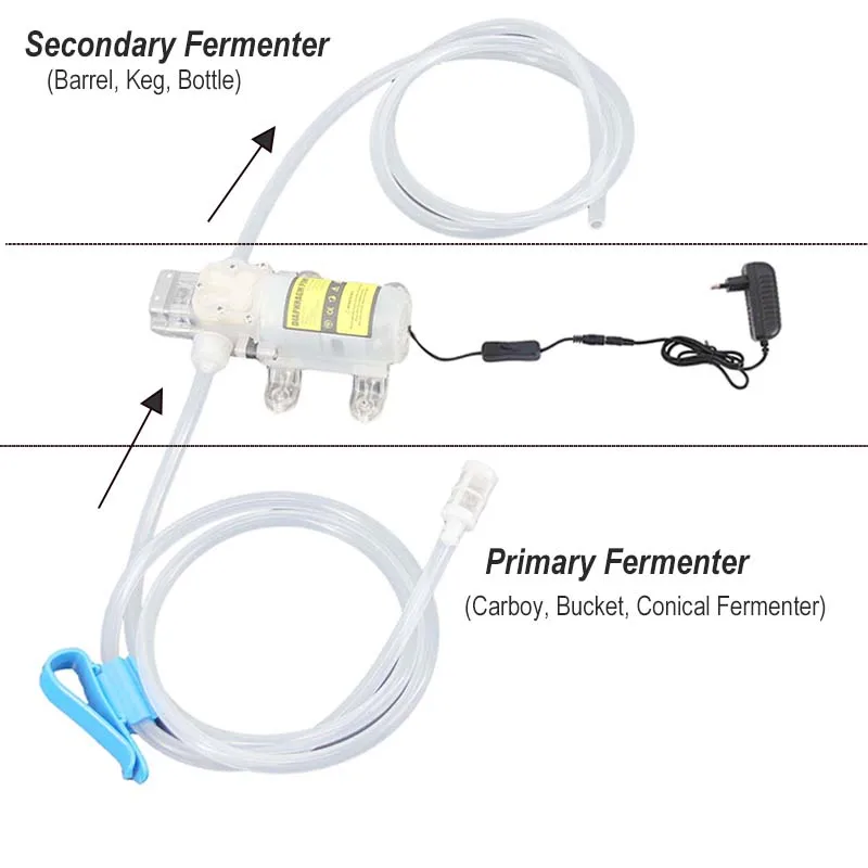 Homebrew Beer & Wine Self Priming Transfer Pump Kit Food Grade Silicone Hose Carboy Plastic Fermenter  Racking Pump