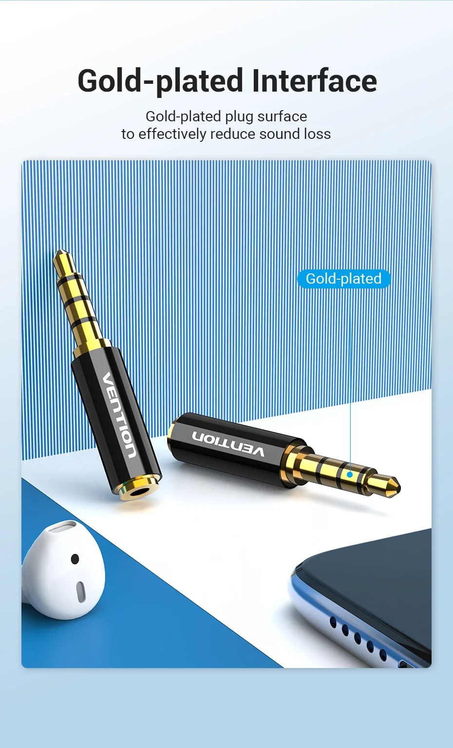 Vention Jack 3,5 mm auf 2,5 mm Stecker auf Buchse Audio-Adapter für Lautsprecher Laptop Kopfhörer Jack Aux-Kabelanschluss 2,5 auf 3,5 – Detail 10