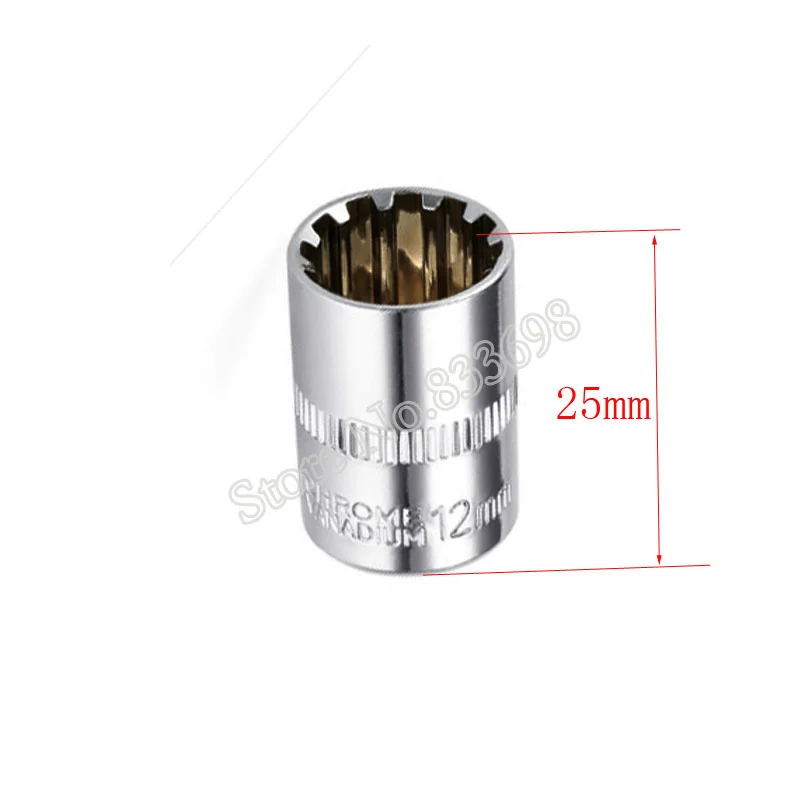 13Pcs 4-14mm 12 angoli 12 punte a bussola 1/4 "Square Drive Torx Star chiave a cricchetto Set di adattatori per riparazione Auto moto