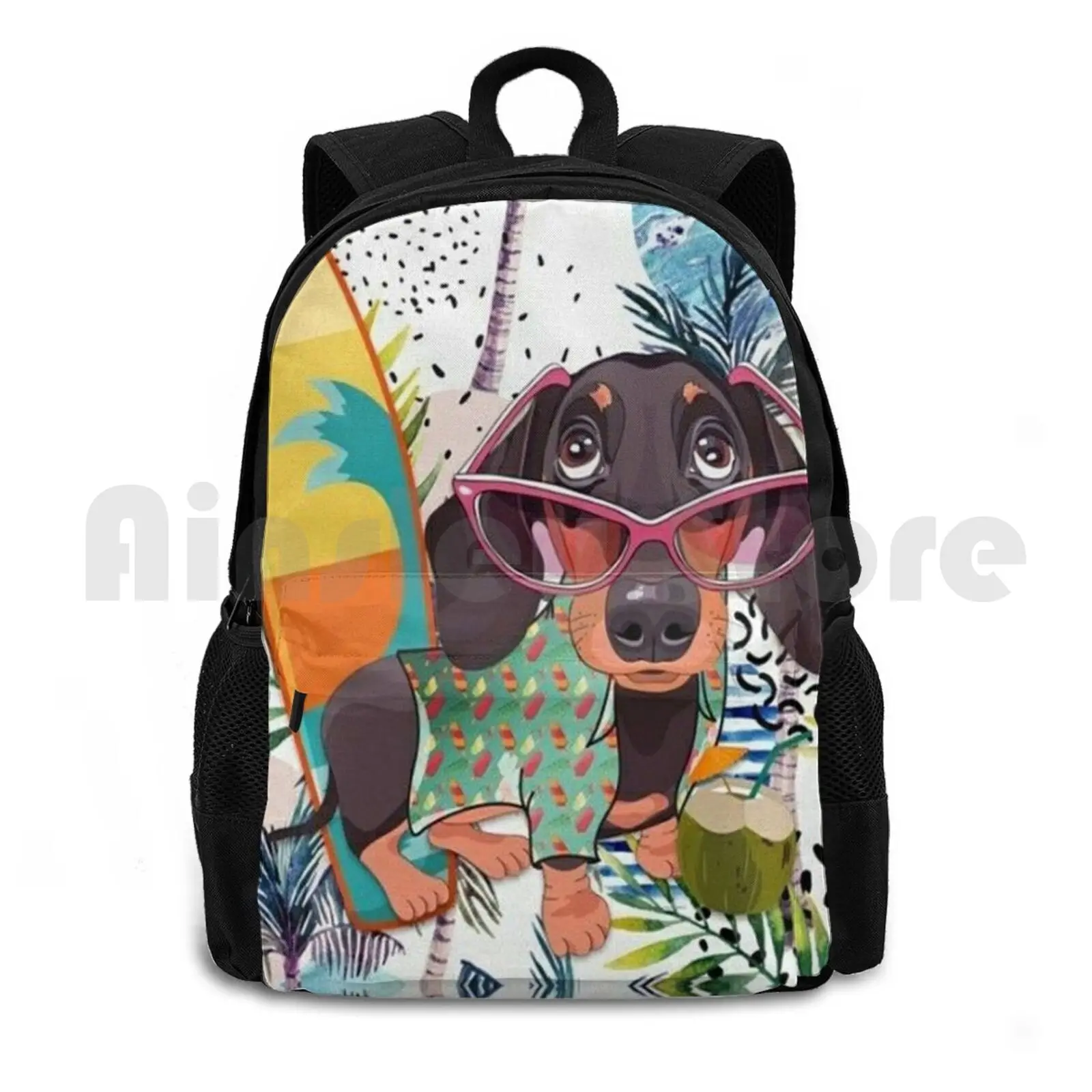 

Dachshund Dog Popart Art Outdoor Hiking Backpack Riding Climbing Sports Bag Dachshund Dog Cute Dogs Doxie Pets Puppy Animal