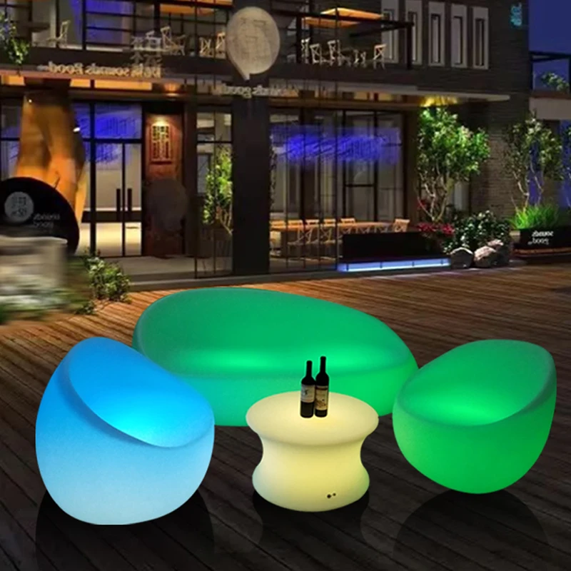 New LED luminous sofa deck bar table KTV colorful table and chair single double stool luminous furniture coffee table