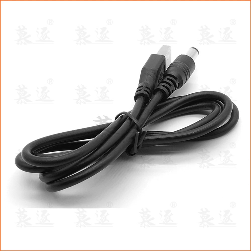 Puerto USB negro de 100cm de longitud, Conector de Cable de alimentación de barril de CC para dispositivos electrónicos pequeños, cable de extensión usb, 5V, 5,5x2,1mm