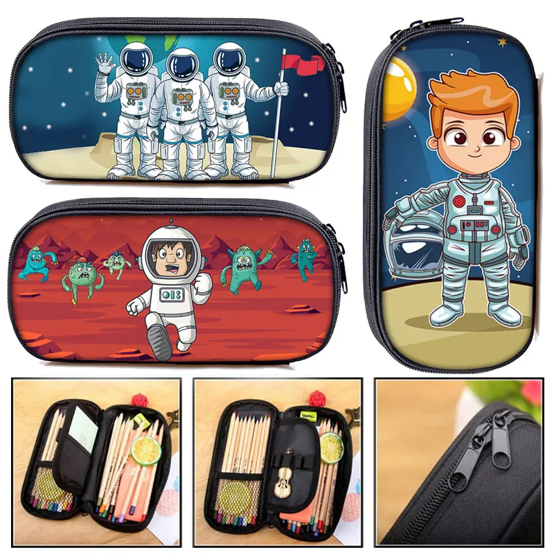 

Cool Astronaut / Spaceship print Pencil Bag Starry Night Galaxy Kids Stationary Bag Boys Pencil Box students School Supplies