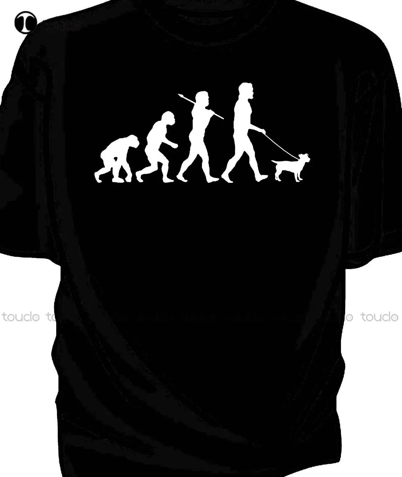 New Fashion Low Price Round Neck Men Tees Evolution Of Man, Jack Russell Terrier Brand Men'S Tee Shirts Custom Unisex Tee