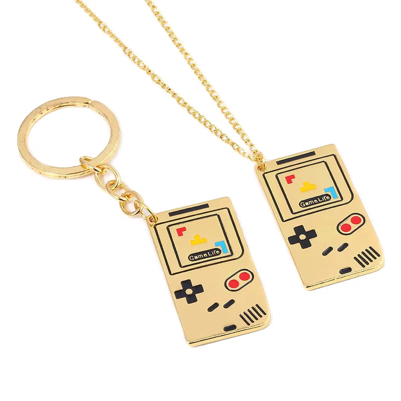 RJ Childhood Memories Golden Game Console Mobile Phone Pendant Necklace Woman Man Metal Game Handle Chain Jewelry Accessory Gift