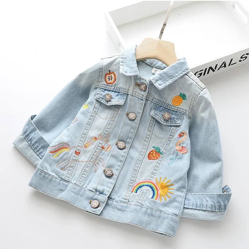 

Spring Autumn Girls Denim Jackets For Boys Jackets And Coats Children Jacket Unicorn Embroidery Jeans Coat Children Outerwear