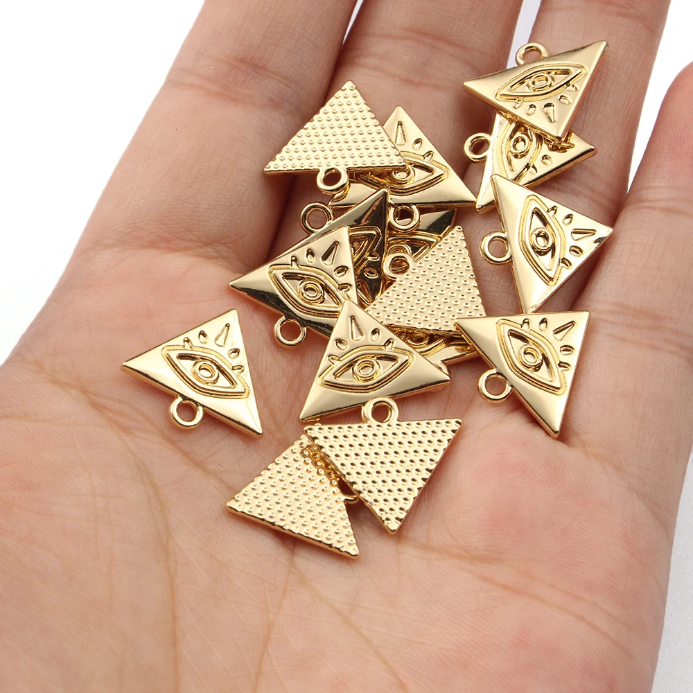 20pcs Gold Charms 15x16mm Triangle Evil Eye Charm Pendant For Jewelry Making Handmade Necklace Bracelet Findings Accessories