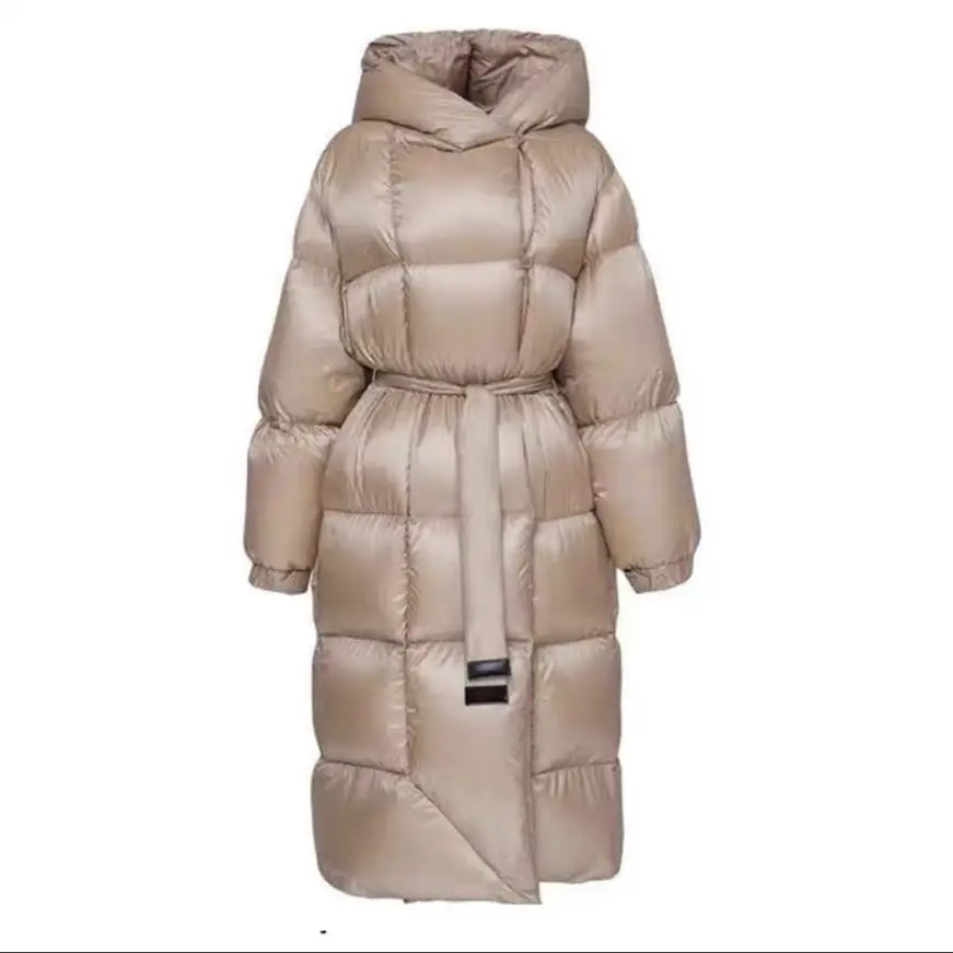 Doudoune à capuche pour femme, manteau surdimensionné, duveteux, épais, chaud, parka, collection hiver, Wy195