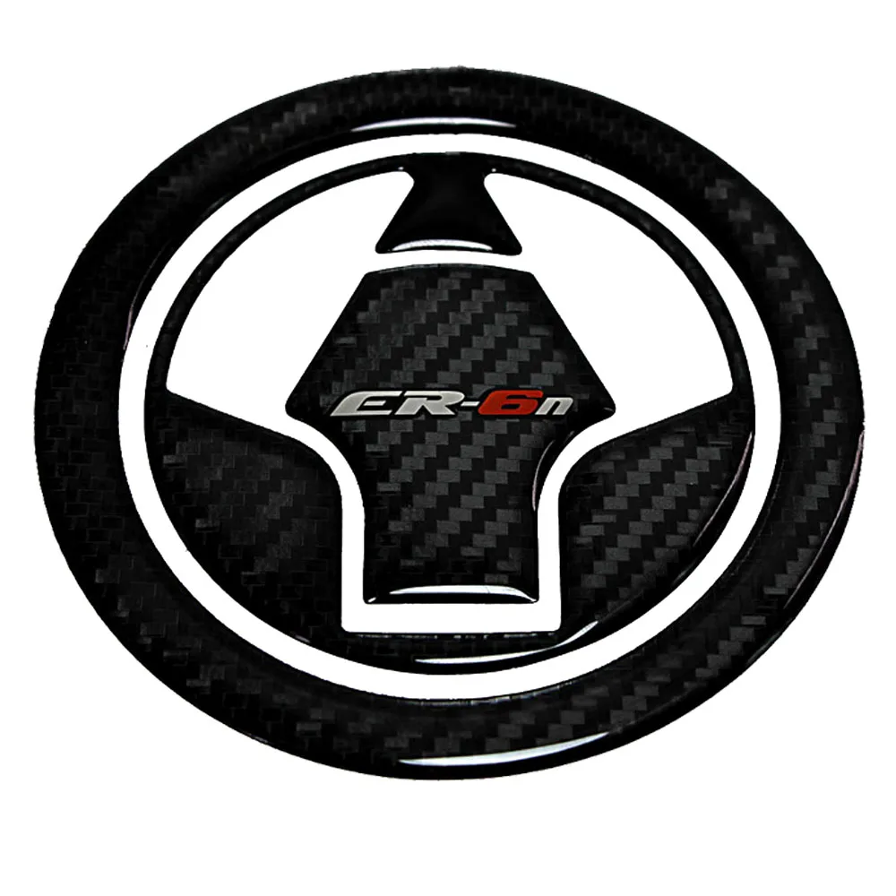 For Kawasaki ER-6n Motorcycle Tankpad Protector Decals 3D Carbon Fiber Color Fuel Gas Oil Cap Stickers 2009-2015