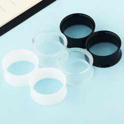 2pcs White Black Transparent Acrylic Ear Tunnel Plug Ear Gauges Piercing Double Curved Saddle Expander Stretcher Body Jewelry