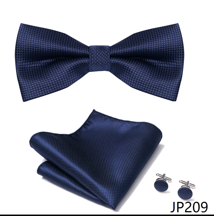 Great Quality Silver Office Butterfly Hanky Cufflink Set Bowtie For Men Geometric Hombre Formal Clothing