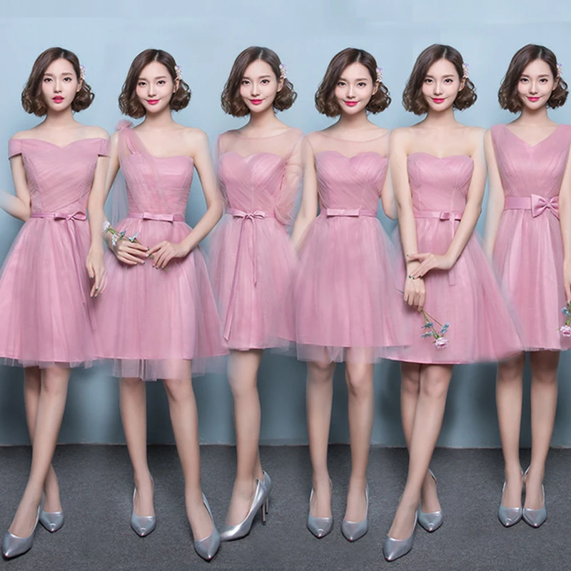 

Sexy pink bridesmaid dress short section 2020 new fashion bridesmaid group dress student graduation dress costume chinese dress