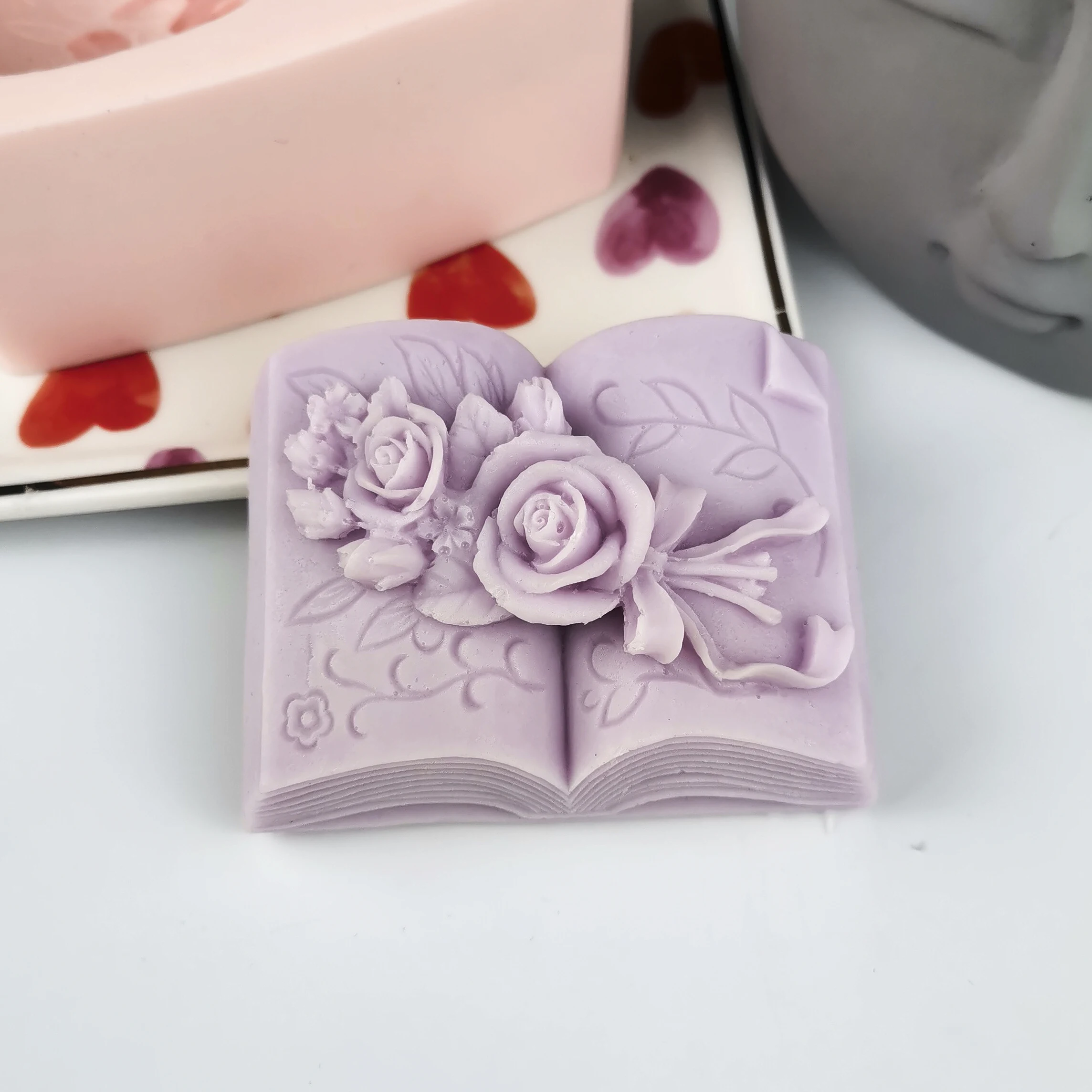 PRZY Soap Molds Fondant Soap Mould Silicone The Book Of Flowers And Roses Molds Handmade Mold Clay Resin Candle Mould