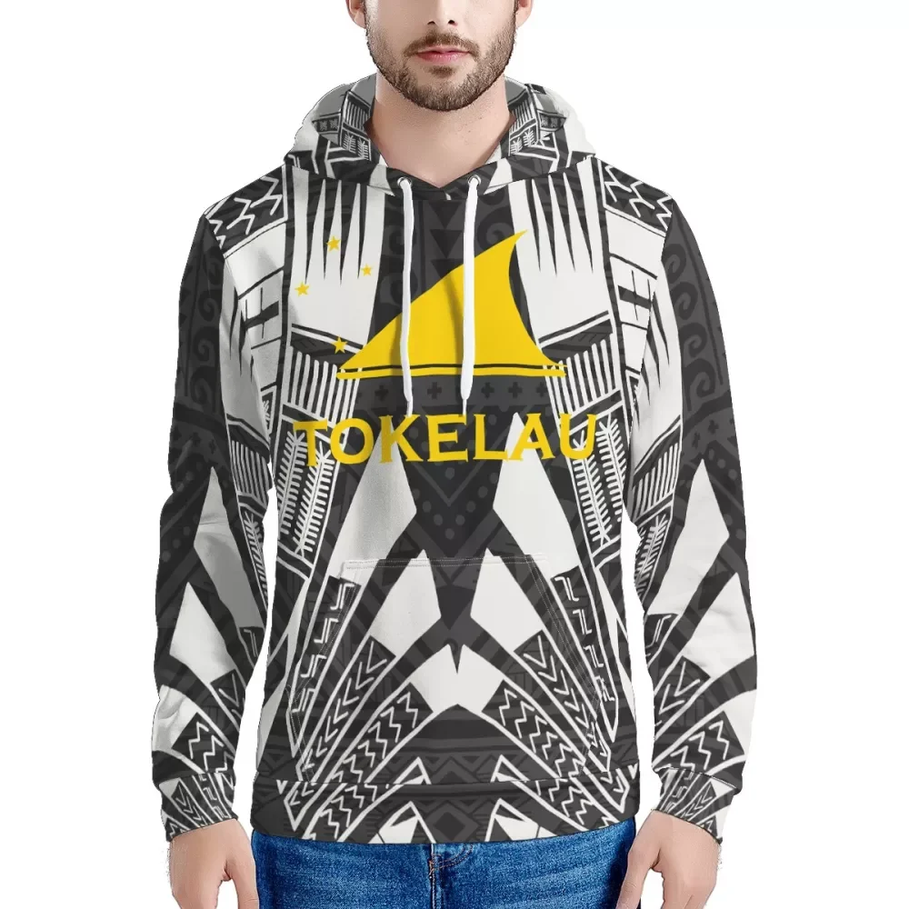 

2021 Wholesale Men Hoodie Fashion Casual Hoodie Polynesian Tribal Tokelau Logo Print Design Men Pullover Hoodie