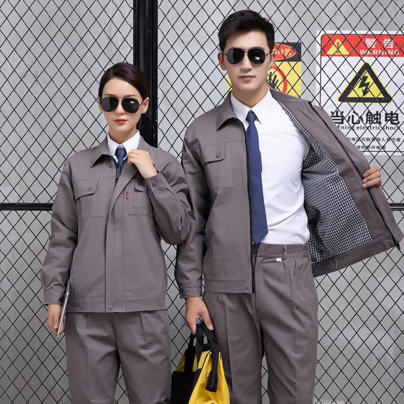 100%cotton Work Clothes Men's Wear-resistant Uniform Electric Welder Anti-sparking Thick Auto Repair Labor Factory Workshop Suit