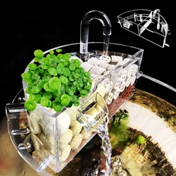 3-IN-1 Acrylic Aquarium External Filter Box Hanging Type Water Purifier Filter Material for Round Fish Tank Pets Supplies