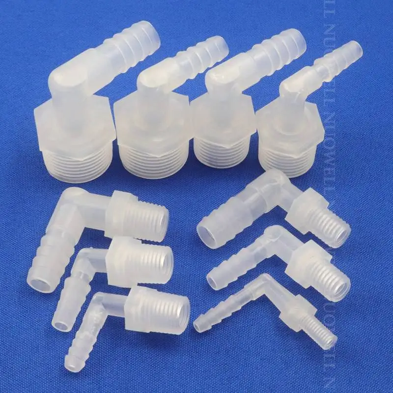 200~5pcs M6~M12 Male Thread To 4~12mm Food Grade PP Connectors Aquarium Fish Tank Tube Joints Air Pump Aerator Elbow Connector