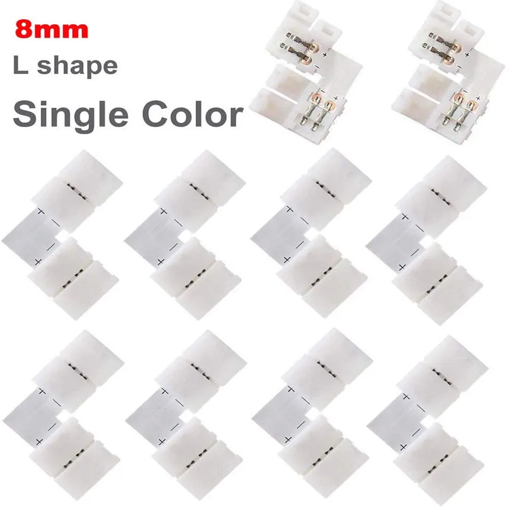 2Pin 8mm 3528/2835 LED Strip Light Connectors Kits L Shape  Right Angle Corner Solderless Connector LED Solderless Connect
