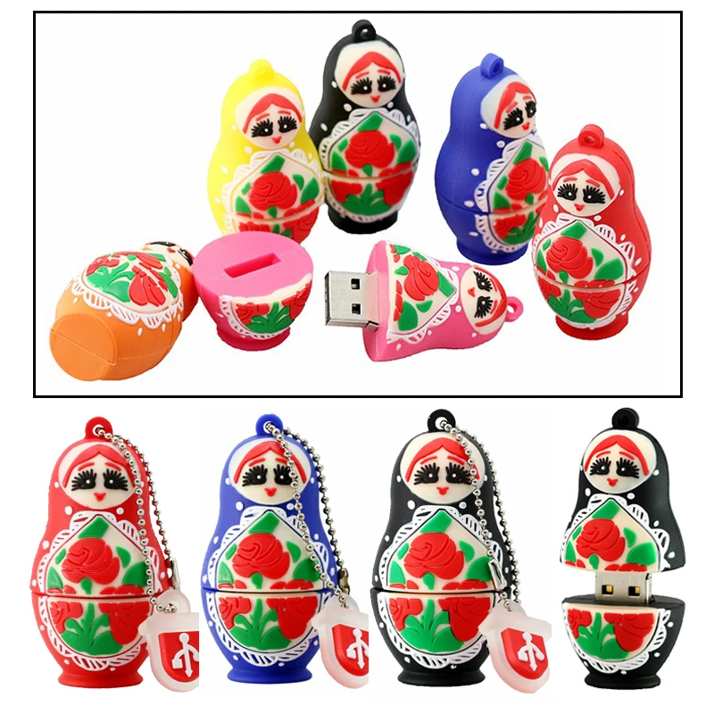 Usb Flash Drive Lovely Matryoshka USB Flash Drive 4GB 8GB 16GB 32GB 128GB USB 2.0 Thumbdrive Memory Stick Russian Doll Pendrive