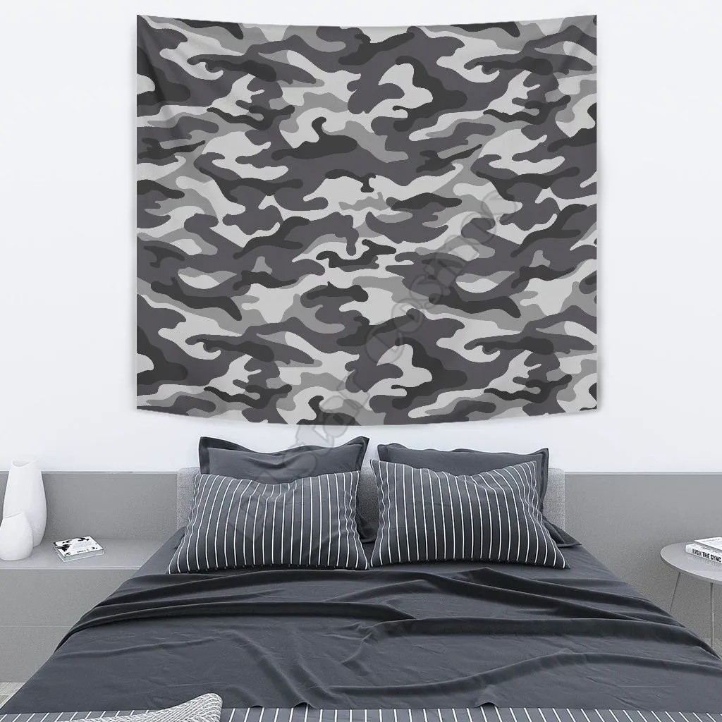 

GREY CAMOUFLAGE WALL TAPESTRY 3D Printed Tapestrying Rectangular Home Decor Wall Hanging