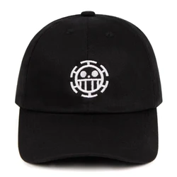 100% bawełna Trafalgar Law tata kapelusz pirat komiks czapki baseballowe Anime fan kapelusze dla kobiet mężczyzn mężczyzna Snapback Luffy Sauron