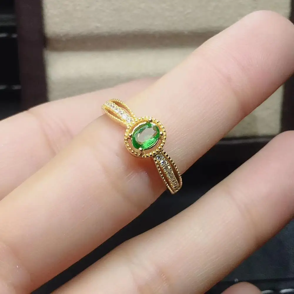 

KJJEAXCMY fine jewelry 925 sterling silver inlaid natural emerald popular female ring support detection fashion