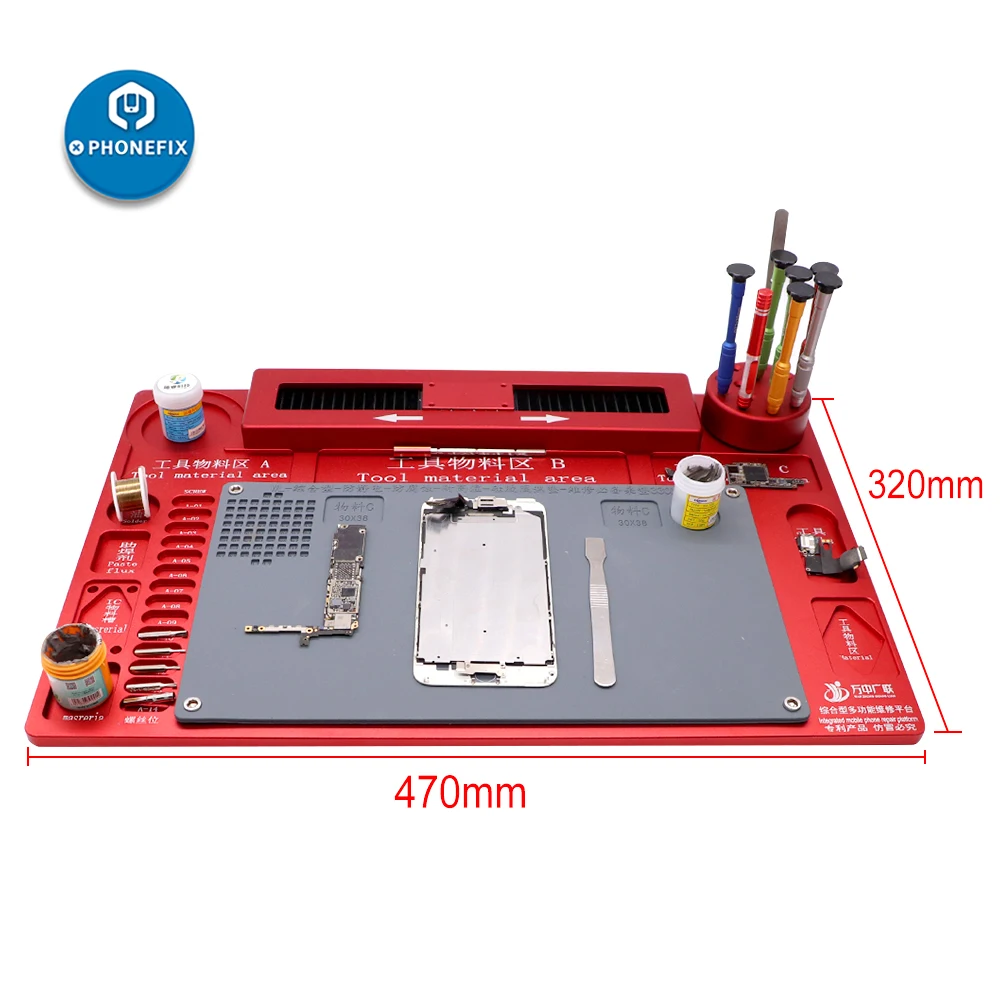 WL Aluminum Alloy Microscope Pad Soldering Platform Microscope Stages Stand Fixed Base High Temperature Pad for Phone PCB Solder