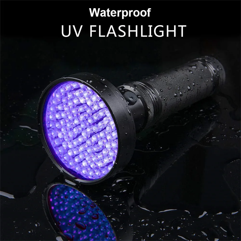 Super Bright 100 LED 395nm UV Blacklight Flashlights Ultraviolet Torch Flashlight Detector for Pet Urine Home & Hotel Inspection