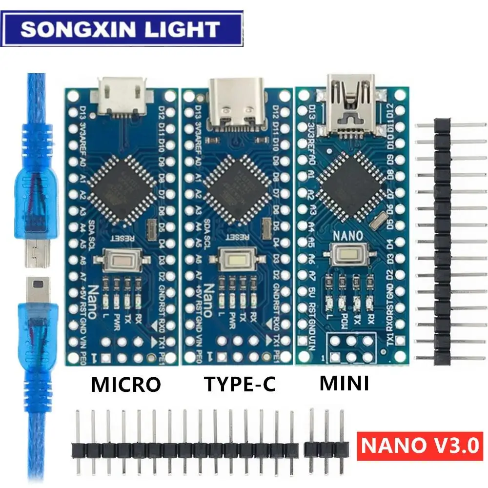 Micro/Mini/Type-C USB With the bootloader compatible for Arduino Nano 3.0 controller CH340 USB driver 16Mhz Nano v3.0 ATMEGA328P