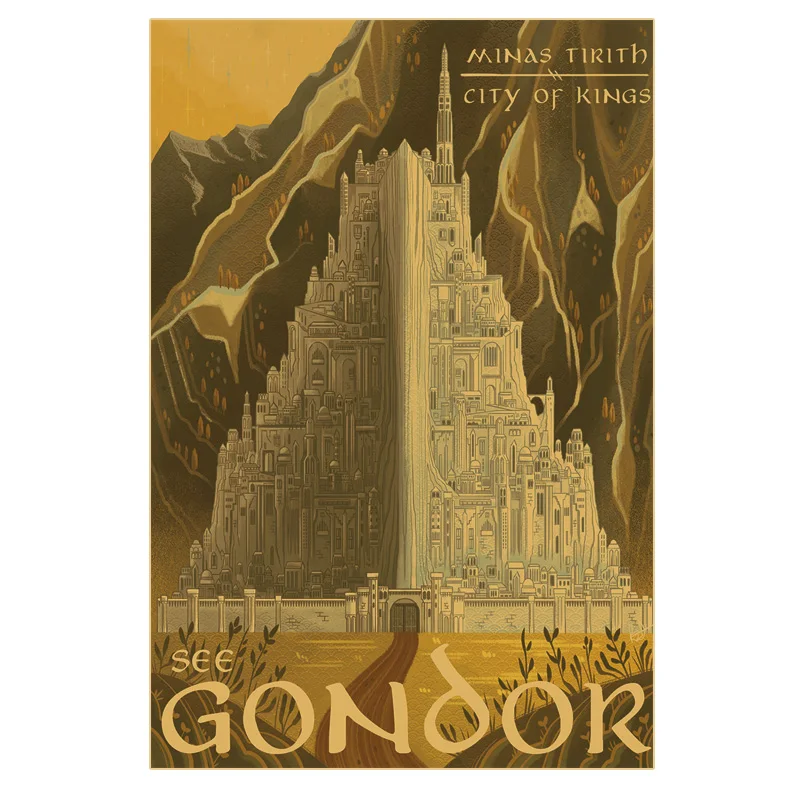 LOTR Poster 30x45cm Retro Brownpaper Style Wall Posters Gondor White Tree Wizard Balrog Home Decor Internet Cafe Bar Decoration - Image 5